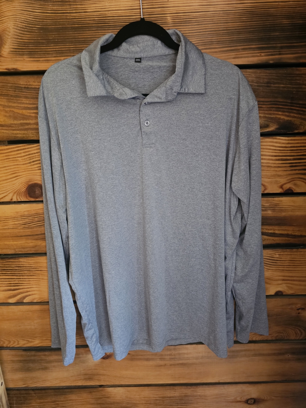 Amazon Men's Long Sleeve Polo Shirt - Gray